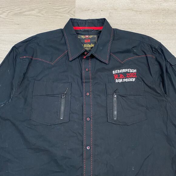 Attitude Gold Redemption Y2K Long Sleeve Button Up Shirt Men's 2XL - Picture 4 of 12